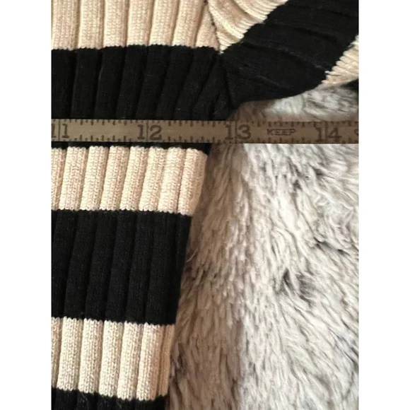 NOISY MAY Black & Beige Striped Ribbed Crew Neck Sweater Women’s Size S EUC - Picture 7 of 10